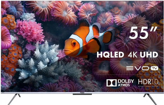 55" Телевизор HAIER Smart TV S3, QLED, 4K Ultra HD, серебристый, СМАРТ ТВ, Android - фото 29422