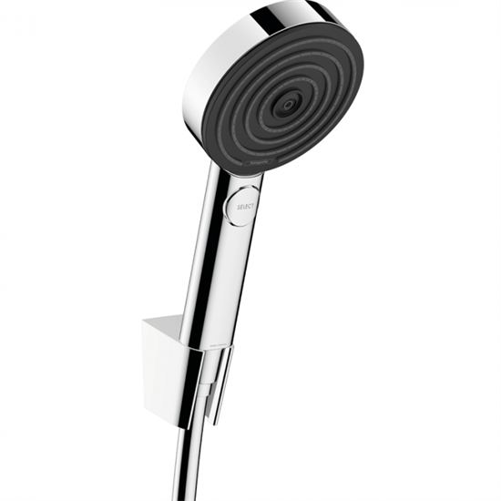 Душевой набор Hansgrohe Pulsify 24303000 Select, 3 режима струи, корпус хром, лицевая часть черная - фото 35905