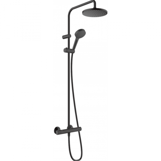 Душевая система Hansgrohe Vernis Blend 26276670, Showerpipe 200 1jet, термостатическая, черный матовый - фото 36002