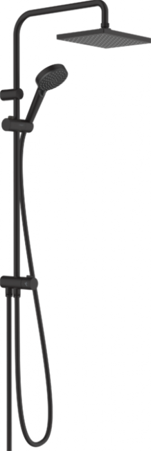 Душевой гарнитур Hansgrohe Vernis Shape 26289670 Showerpipe 230 1jet Reno EcoSmart, черный матовый, 2 режима струи - фото 36010