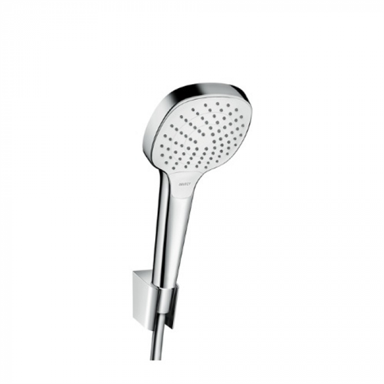 Душевой гарнитур Hansgrohe Croma Select E Vario Port 1,25 м, 26425400, корпус хром, лицевая часть белая, 3 режима струи - фото 36022
