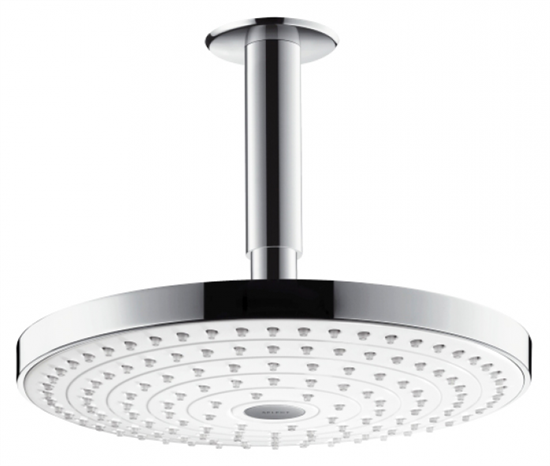 Верхний душ Hansgrohe Raindance Select 26467400, 24х24 см, 2 режима струи, с держателем, белый/хром - фото 36031