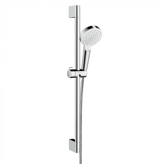 Душевой гарнитур Hansgrohe Crometta Vario 26532400, штанга 65 см, 2 режима струи, корпус хром, лицевая часть белая - фото 36046