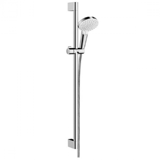 Душевой гарнитур Hansgrohe Crometta Vario 26536400, штанга 90 см, корпус хром, 2 режима струи, лицевая часть белая - фото 36047