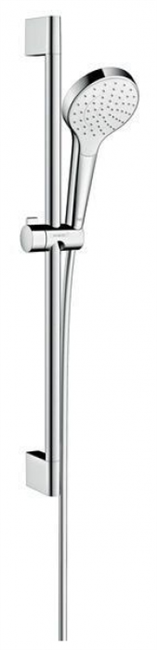 Душевой гарнитур Hansgrohe Croma Select S 1jet 26564400, штанга 65 см, корпус хром, лицевая часть белая, 1 режим струи - фото 36053