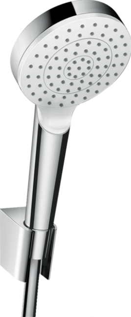 Душевой гарнитур Hansgrohe Crometta 1jet 26567400, шланг 160 см, корпус хром, лицевая часть белая, 1 режим струи - фото 36055
