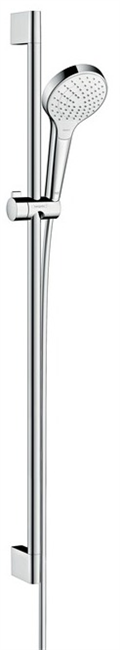 Душевой гарнитур Hansgrohe Croma Select S Vario EcoSmart 26573400, штанга 90 см, корпус хром, лицевая часть белая, 3 режима струи - фото 36058