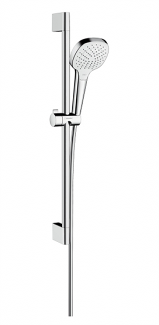 Душевой гарнитур Hansgrohe 26582400 Croma Select E Vario, штанга 65 см, корпус хром, лицевая часть белая, 3 режима струи - фото 36061