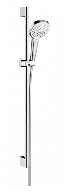 Душевой гарнитур Hansgrohe 26590400 Croma Select E Multi, штанга 90 см, корпус хром, лицевая часть белая, 3 режима струи - фото 36062