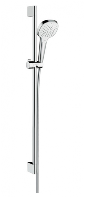 Душевой гарнитур Hansgrohe 26592400 Croma Select E Vario, штанга 90 см, корпус хром, лицевая часть белая, 3 режима струи - фото 36063