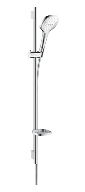 Душевой гарнитур Hansgrohe Raindance Select E 120 26621400, 90 см, 3 режима струи, корпус хром, лицевая часть белая - фото 36067