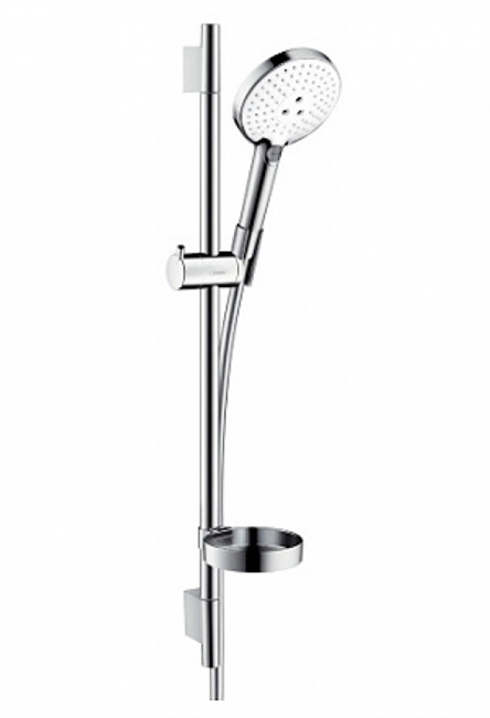 Душевой гарнитур Hansgrohe Raindance Select S 120 3jet 65 см 26630400, корпус хром, лицевая часть белая, 3 режима струи - фото 36070