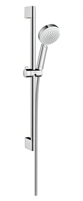 Душевой гарнитур Hansgrohe Crometta 100 Vario 26651400, штанга 65 см, корпус хром, лицевая часть белая, 4 режима струи - фото 36079