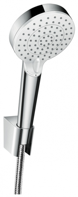 Душевой гарнитур Hansgrohe Crometta Vario 26692400, шланг 160 см, корпус хром, 2 режима струи, лицевая часть белая - фото 36082