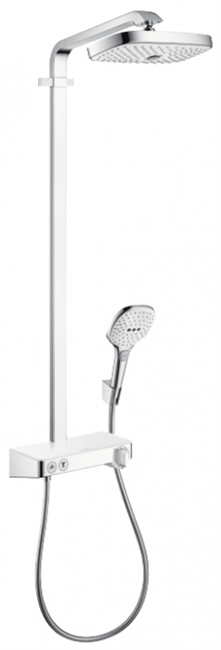 Душевая система Hansgrohe Raindance Select E 27126400 Showerpipe 300 2 jet термостатическая, белое стекло/хром - фото 36137