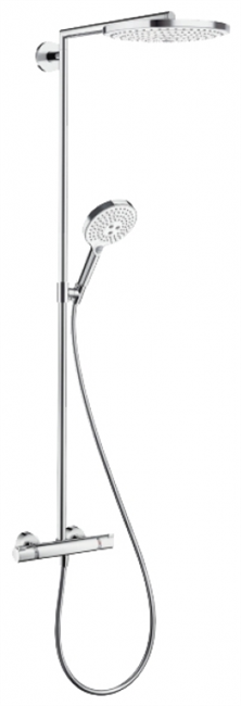 Душевая система Hansgrohe Raindance Select S 27133400 Showerpipe 300 2Jet термостатическая, белый/хром - фото 36142