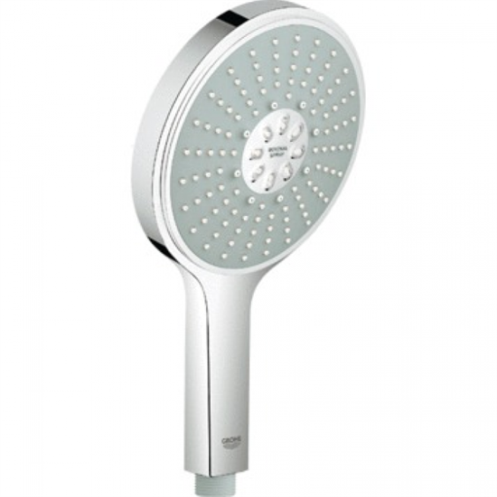 Душевой гарнитур Hansgrohe Raindance Select S 120 3jet PowderRain 27667000, штанга 90 см, корпус хром, лицевая часть белая, 3 режима струи - фото 36196