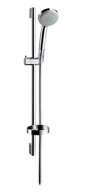 Душевой гарнитур Hansgrohe Croma 100 1jet/Unica'C 27717000, 1 режим струи, высота 66,8 см, корпус хром, лицевая часть серая - фото 36202