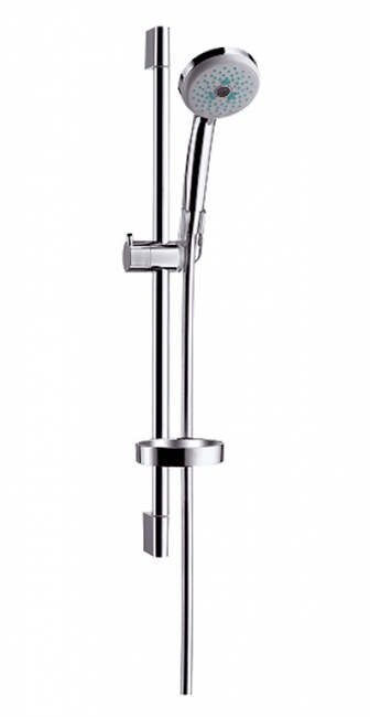 Душевой гарнитур Hansgrohe Croma 100 Multi/Unica'C 27775000, штанга 65 см, корпус хром, лицевая часть белая - фото 36213