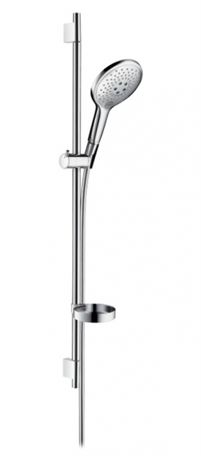 Душевой гарнитур Hansgrohe Raindance Select 150 3jet 90 27803000, корпус хром, лицевая часть белая - фото 36216