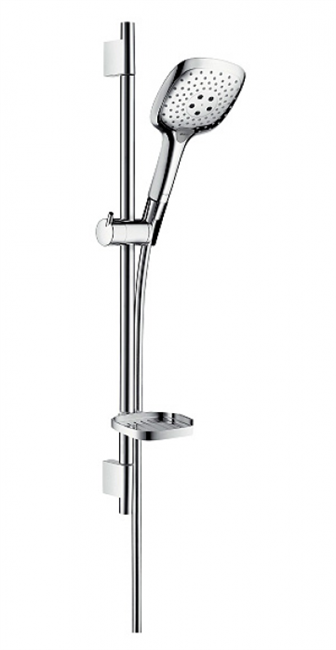 Душевой гарнитур Hansgrohe Raindance Select 150 3jet 27856000, корпус хром, лицевая часть белая 150 мм - фото 36221