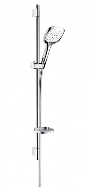 Душевой гарнитур Hansgrohe Raindance Select E 150 3jet/ Unica'S Puro 0,90 м 27857400, 3 режима струи, корпус хром, лицевая часть белая - фото 36222