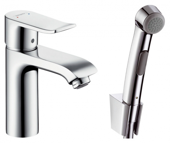 Смеситель Hansgrohe Metris 31285000 для раковины с гигиеническим душем - фото 36471