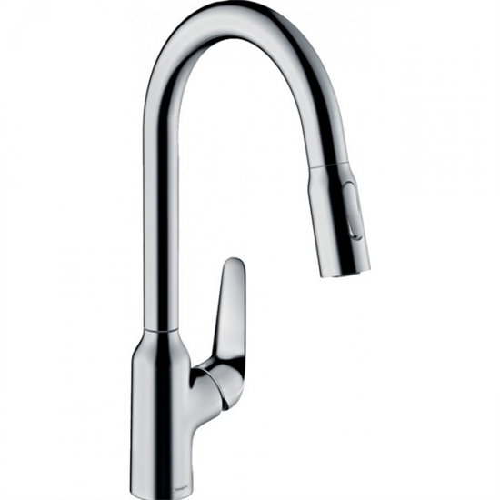 Смеситель Hansgrohe Focus 71800000 M42 для кухонной мойки с выдвижным изливом, хром глянцевый - фото 38531