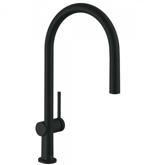 Кухонный смеситель Hansgrohe Talis M54, 72803670, с вытяжным изливом, в комплекте с коробом sBox для шланга, черный матовый - фото 38632