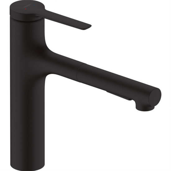 Смеситель Hansgrohe Zesis, lite 74804670, для кухонной мойки, с вытяжным изливом, цвет черный матовый - фото 39174