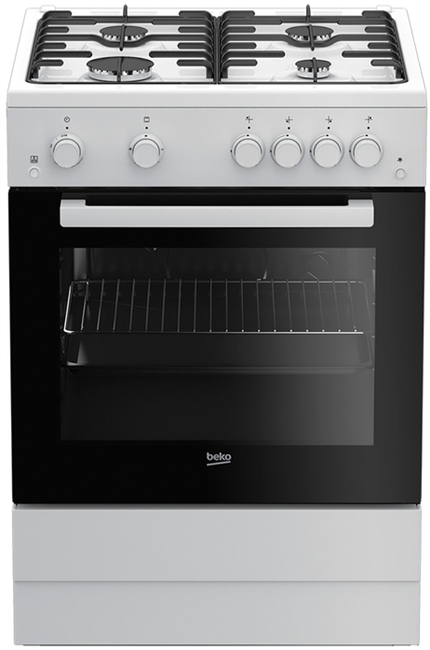 Газовая плита Beko FSGT62110GWO,  газовая духовка,  стеклянная крышка,  сталь, белый и черный [7738482121] - фото 39594