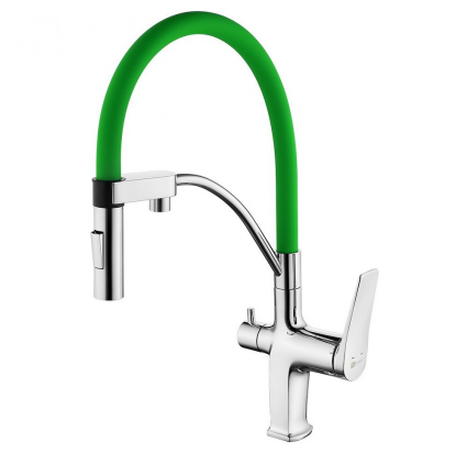 Смеситель Lemark Comfort LM3074C-Green, для кухни с подключением к фильтру с питьевой водой, хром/зеленый - фото 44095