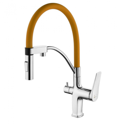 Смеситель Lemark Comfort LM3074C-Orange, для кухни с подключением к фильтру с питьевой водой, хром/оранжевый - фото 44096