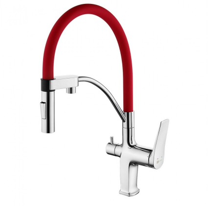 Смеситель Lemark Comfort LM3074C-Red для кухонной мойки, с подключением к фильтру, красный - фото 44097