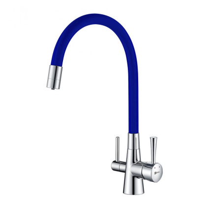 Смеситель Lemark Comfort LM3075C-Blue для кухонной мойки, с подключением к фильтру питьевой воды, хром/синий - фото 44107