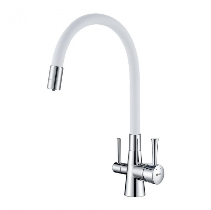 Смеситель Lemark Comfort LM3075C-White для кухонной мойки, с подключением к фильтру питьевой воды, хром/белый - фото 44114