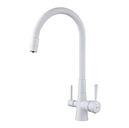 Смеситель Lemark Comfort LM3075W для кухонной мойки, с подключением к фильтру питьевой воды, белый - фото 44118