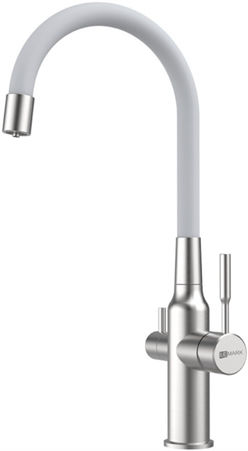 Смеситель Lemark Expert LM5083S-White, для кухни с подключением к фильтру с питьевой водой, сталь/белый - фото 44338