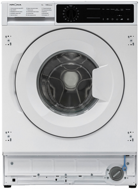 Встраиваемая стиральная машина Krona KALISA 1400 8K WHITE KRWM108 - фото 47061