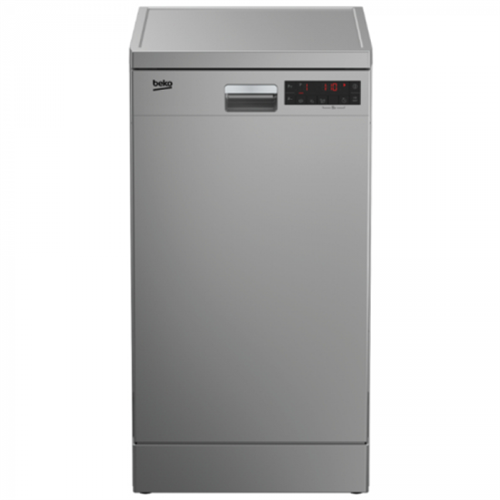 Посудомоечная машина Beko DFS25W11S,  узкая, напольная, 45см, загрузка 10 комплектов, серебристая - фото 51339