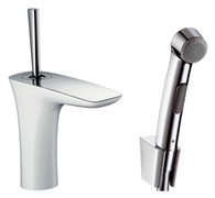 Смеситель Hansgrohe PuraVida 15275400 для раковины с гигиеническим душем, белый/хром