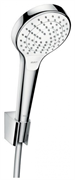 Душевой набор Hansgrohe Croma Select S Vario 26411400, шланг 160 см, корпус хром, лицевая часть белая, 3 режима струи