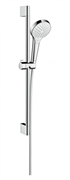 Душевой гарнитур Hansgrohe Croma Select S Vario 26562400, штанга 65 см, корпус хром, лицевая часть белая, 3 режима струи