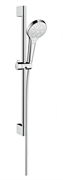 Душевой гарнитур Hansgrohe 26580400 Croma Select E Multi, штанга 65 см, корпус хром, лицевая часть белая, 3 режима струи