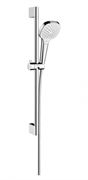 Душевой гарнитур Hansgrohe 26582400 Croma Select E Vario, штанга 65 см, корпус хром, лицевая часть белая, 3 режима струи