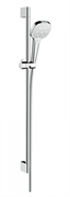 Душевой гарнитур Hansgrohe 26590400 Croma Select E Multi, штанга 90 см, корпус хром, лицевая часть белая, 3 режима струи