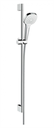 Душевой гарнитур Hansgrohe 26592400 Croma Select E Vario, штанга 90 см, корпус хром, лицевая часть белая, 3 режима струи