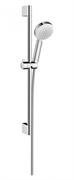 Душевой гарнитур Hansgrohe Crometta 100 Vario 26651400, штанга 65 см, корпус хром, лицевая часть белая, 4 режима струи
