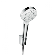 Душевой гарнитур Hansgrohe Crometta Vario EcoSmart 26693400, шланг 125 см, 2 режима струи, корпус хром, лицевая часть белая