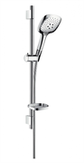 Душевой гарнитур Hansgrohe Raindance Select 150 3jet 27856000, корпус хром, лицевая часть белая 150 мм